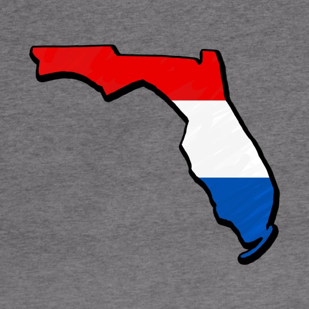 Red, White, and Blue Florida Outline by Mookle